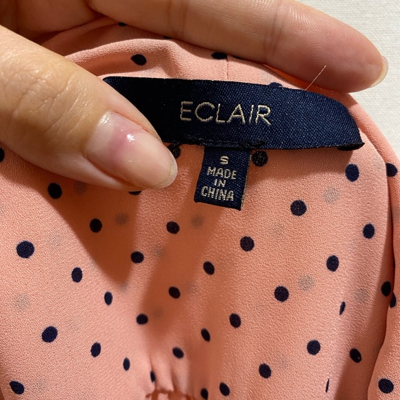 Eclair Pink Polka Dot Sleeveless Tie Blouse - Picture 4 of 4